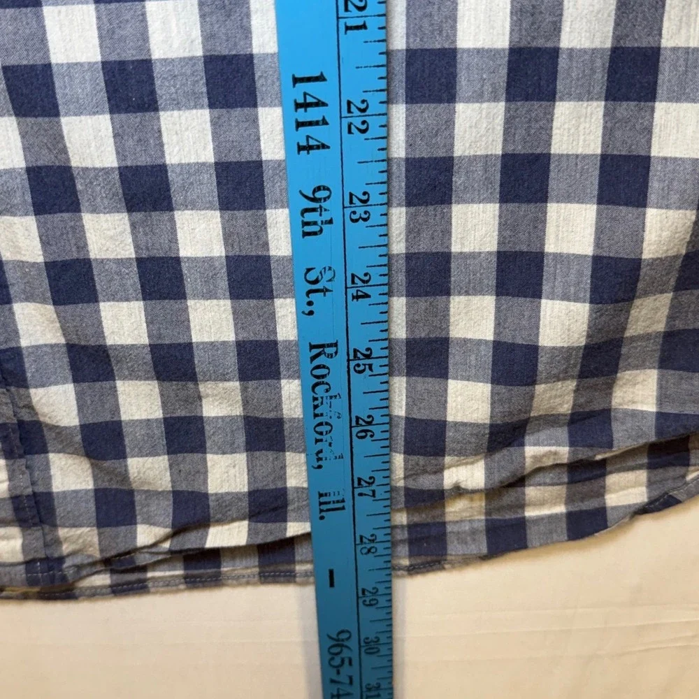 J. Crew Mens XL Short Secret Wash Stretch Slim Untucked Gingham Button Down